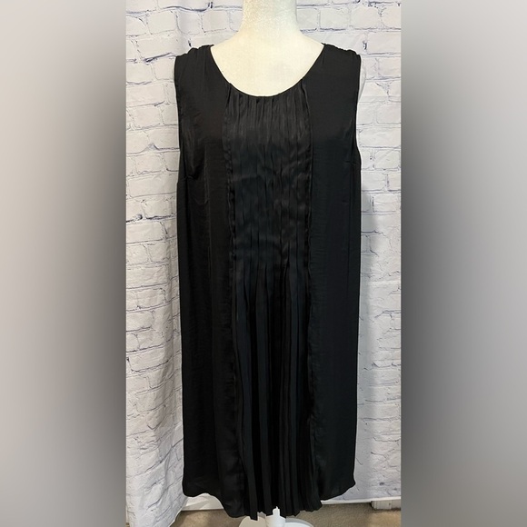 Ellos front black pleated sleeveless dress size large 18/20 - Picture 1 of 6